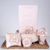 Paradise Havlu + Sepet + Süslü Sabun + Şişe + Lavanta Hediyelik Kutulu 5 Parça Set - 4