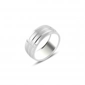 Sade Model Şerit Detaylı Gümüş Alyans - 1