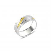 Şerit Model Altın Kaplama Gümüş Alyans - 1