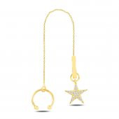 Yıldız Model Zincirli Gümüş Kıkırdak Küpe - 1