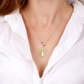 Yaşam Ağacı Model Gold Rengi Gümüş Kolye - 2
