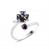 Yonca Model Mistik Topaz Taşlı Gümüş Yüzük - 1