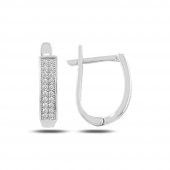 İki Sıra Taşlı Kadın Gümüş Küpe - 1