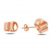 Sade Model Rose Rengi Gümüş Küpe - 1