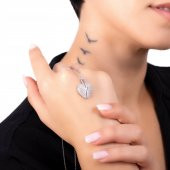 Açılır Kalp Bayan Gümüş Kolye - 1