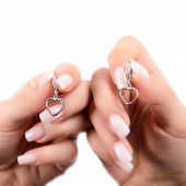 Kalp Motifli Gümüş Küpe - 2