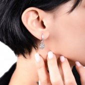 Kar Tanesi Model Zirkon Taşlı Gümüş Küpe - 2