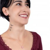 Pembe Renk Lotus Model Gümüş Kolye - 2