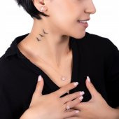 Beyaz Renk Lotus Model Gümüş Kolye - 2