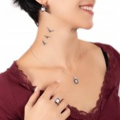 Siyah Mineli Baget Taşlı Gümüş Set - 1