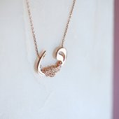 Vav Motifli Taşlı Kadın Gümüş Kolye - 2