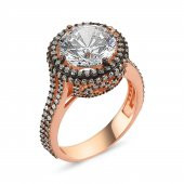 Rose Yuvarlak Tektaş Kadın Gümüş Yüzük - 1