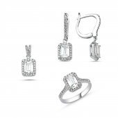 Baget Taşlı Gümüş Bayan Set - 1