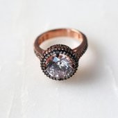 Rose Yuvarlak Tektaş Kadın Gümüş Yüzük - 2