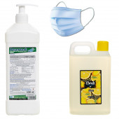 Dezentech Alkol Bazlı El Temizleme Sıvısı(Dezenfektan) 1LT+Ebruli Limon Kolonyası 1LT+HEDİYE 1 KUTU Medikal Maske - 1