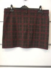 Kadın Siyah-Bordo Ekose Desen Mini Etek 11028 - 1