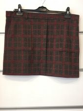 Kadın Siyah-Bordo Ekose Desen Mini Etek 11028 - 2