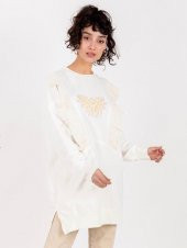Kadın Ekru Tül Detaylı Sweatshirt 10586 - 2