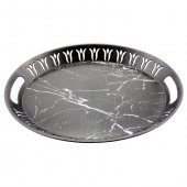 Lion Desenli Orta Boy Oval Tepsi Siyah - 1
