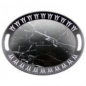 Lion Desenli Orta Boy Oval Tepsi Siyah - 3