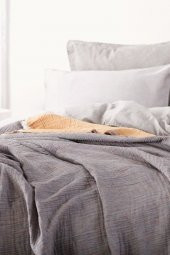 Ecocotton Organik Pamuk Tv Battanıyesı - Muna Antrasıt/Sarı 130X150 - 2