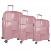 Bagacar Bubble Sert Silikon Kırılmaz Valiz Seti Pembe - 1