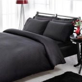 Taç Premium Basic Saten Çift Kişilik Nevresim Takımı Siyah - 1