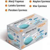 Maskderm Yumuşak Elastik Kulaklı Cerrahi Maske 200 Adet - Mavi - 2