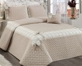 Ebruli Kahve Krem Çift Kişilik Yatak Örtüsü - 1