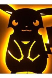 Pikachu Ledli Ahşap Tablo - 2