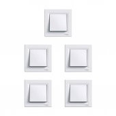 Asfora Serisi Beyaz Tekli Anahtar 5li Paket Çerçeve Dahil - 1