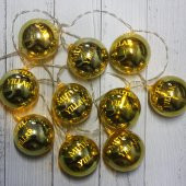 Led Işık Mutlu Yıllar 10lu Top Aydınlatma Ağaç Süsü - 1