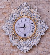 Duvar Saati Beyaz / Altın Rengi - 3