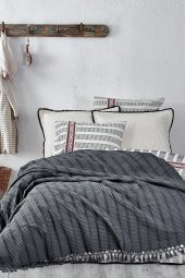 Ecocotton Organik Pamuk Çift Kişilik Pike - Riva Antrasit 220X240 - 1