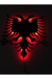 Çift Başlı Kartal Ledli Ahşap Tablo - 1