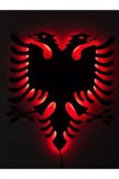 Çift Başlı Kartal Ledli Ahşap Tablo - 2