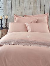 Ecocotton Organik Pamuk Çift Kişilik Nevresim Takımı Ekin-Pudra - 1