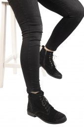 She-Bab Siyah Süet Deri  Kadın Postal Bot H18K1504 - 7