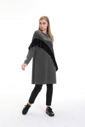 KADİFE VOLANLI TUNİK Antrasit - 1