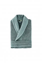Green Black (by Ecocotton) Pamuk Bayan Bornoz - Hare Yesıl SMALL - 1