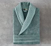 Green Black (by Ecocotton) Pamuk Bayan Bornoz - Hare Yesıl SMALL - 2