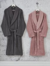 Green Black (by Ecocotton) Pamuk Bayan Bornoz - Hare Yesıl SMALL - 3
