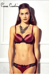 Pierre Cardin Bordo Balenli Saten Desteksiz Sütyen Takım - 2