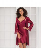 Pierre Cardin 4285 Saten Gecelik Sabahlık Takım - 1