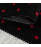 Çocuk Bebek odası halısı Kalp puan desenli Halı Kırmızı Siyah - 7
