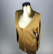 SNY Dantel Yaka Kahverengi Tiftik Keçisi Yünü Bayan Hırka - 1