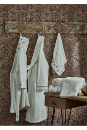 Ecocotton Organik Pamuk Aile Bornoz Seti - Aslışah Krem-Krem 10 Parça - 1