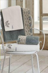 Ecocotton Organik Pamuk Aile Bornoz Seti - Azra Krem-Yeşil 10 Parça - 5