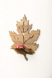 Yaprak Tasarımlı Dekoratif Ahşap Raf - 1