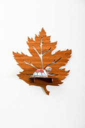 Yaprak Tasarımlı Dekoratif Ahşap Raf - 2